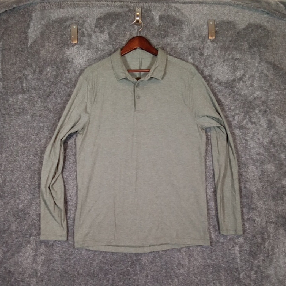 lululemon athletica Men’s Long-Sleeve Polo — Light Sage Green Size XXL